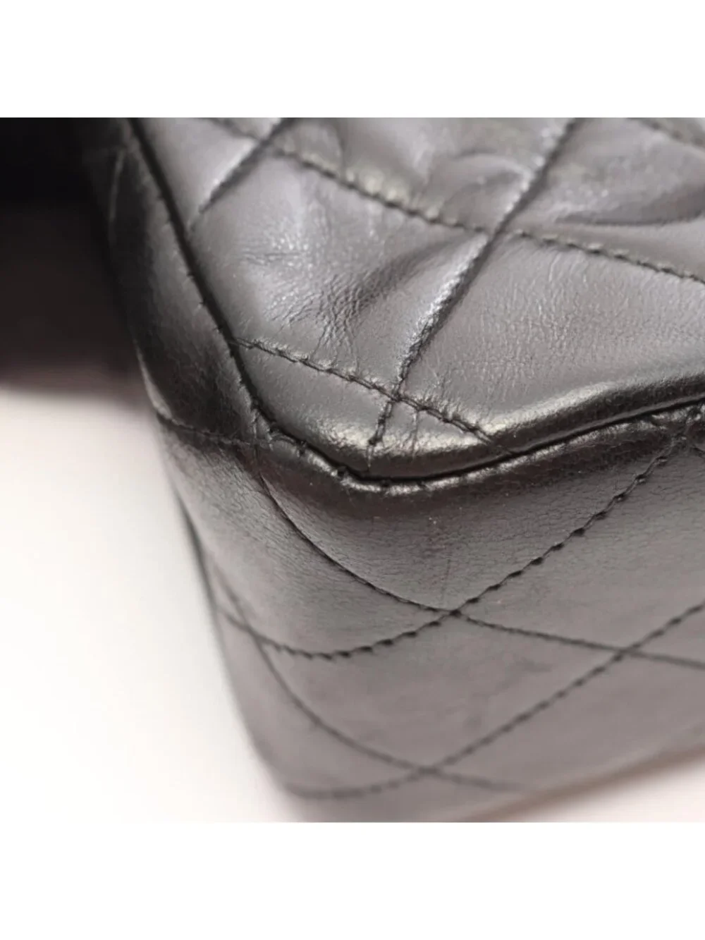 Chanel Shoulder Bag Quilted Double Flap Black Lambskin Chain
